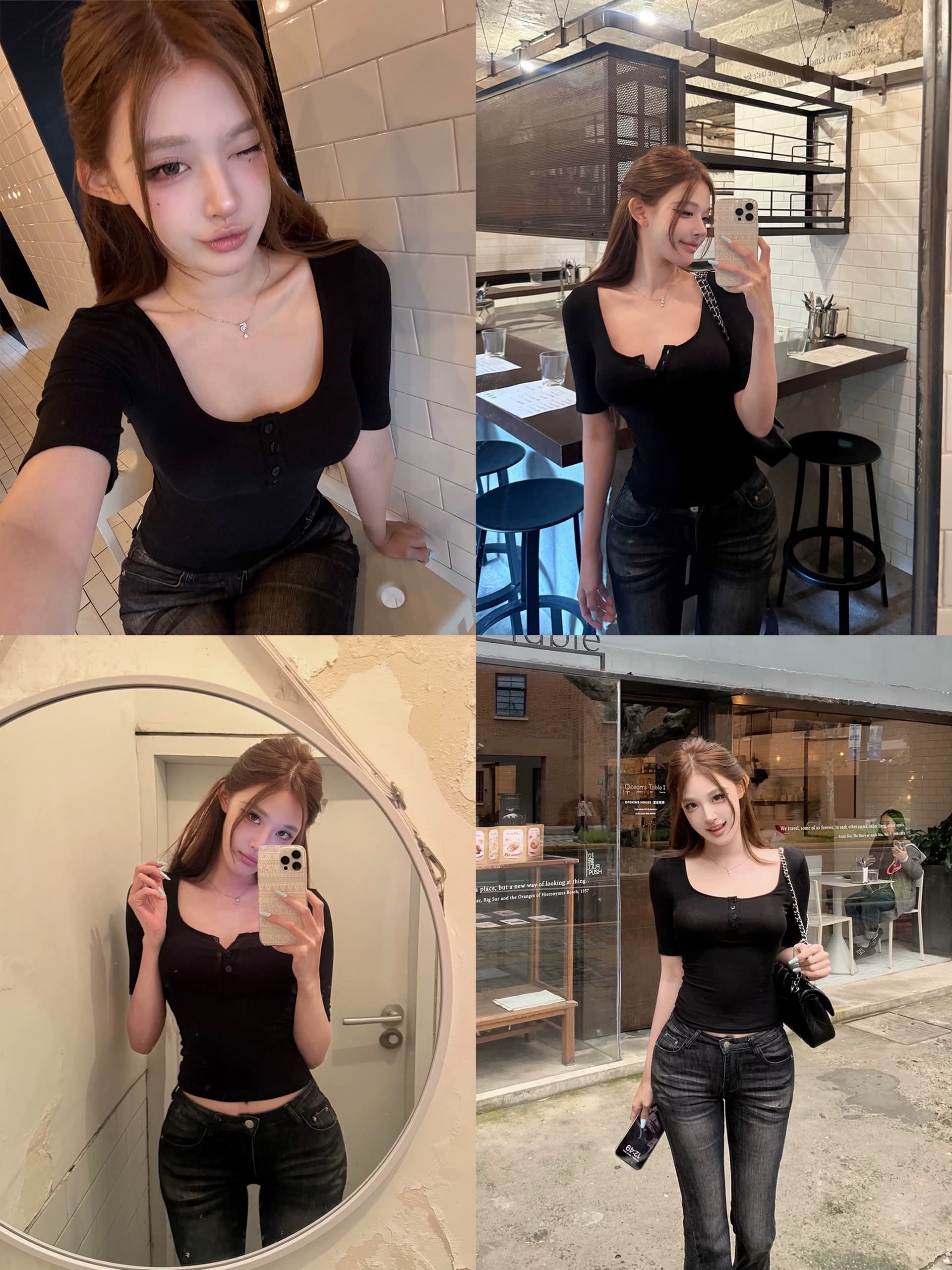 jmshop 타운 가게 일 부드러운 욕망 끓인 물 몸매 가꾸기 슬림해 보이는 주간 실크 양모 반팔 티셔츠 맨위 상세 이미지 3