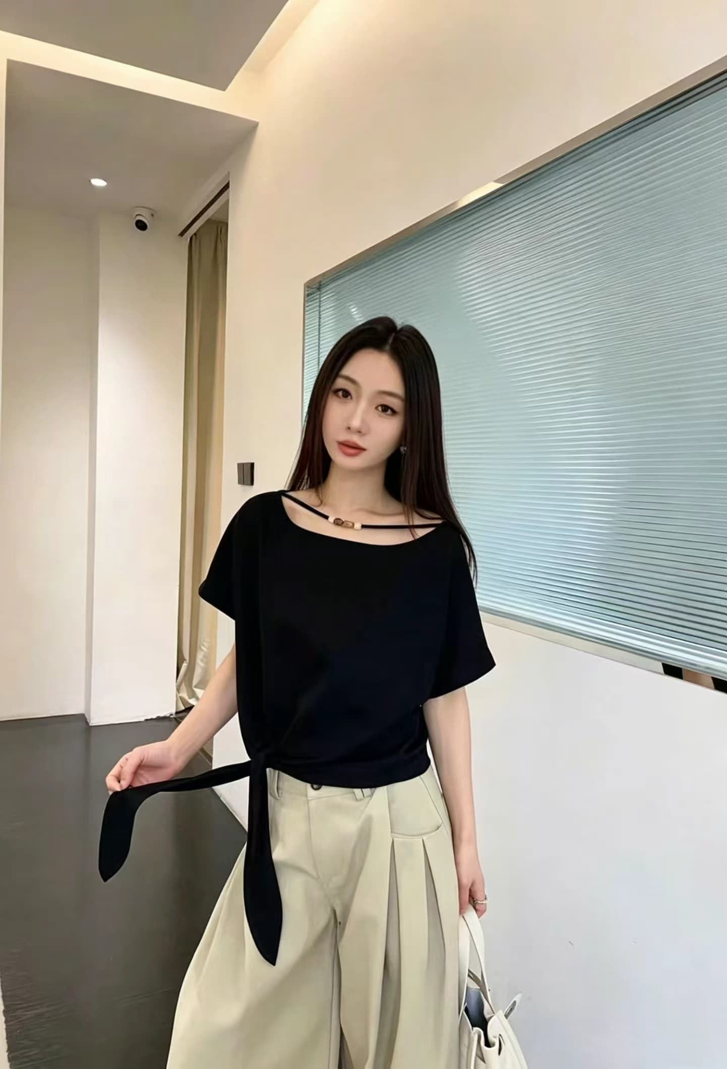 한 부서 문자 프린트 여름 여성 의류 2026 새로운 몸매 가꾸기 패션 외국 가스 디자인 센스 라운드 넥 작은 대중 맨위 여성 상세 이미지 11