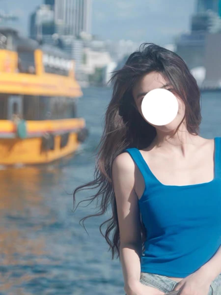 파란색 작은 슬링 조끼 여성 여름 외출용 아름다움 뒤로 섹시함 광장 칼라 인사이드 가져 가라. 만나는 단어 민소매 아메리칸 맨위 이미지 4