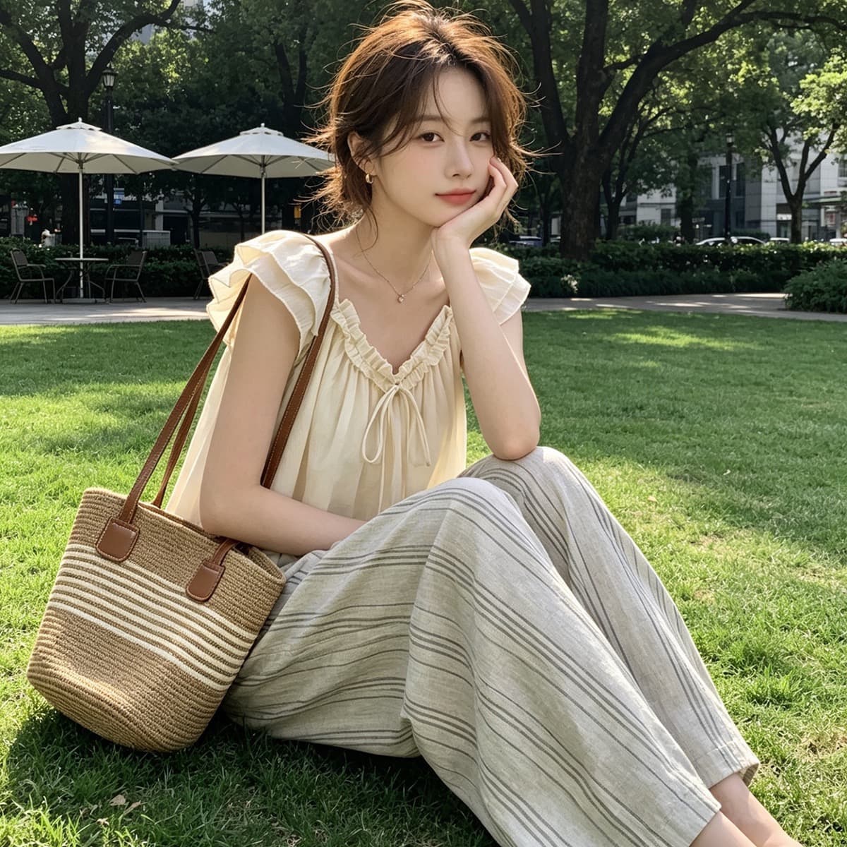 소녀 핑크색 목이버섯 나비 넥타이 작은 날다 소매 여성 셔츠 여름 얇은 스타일 쉬폰 블라우스 품격 부드러운 맨위 이미지 3