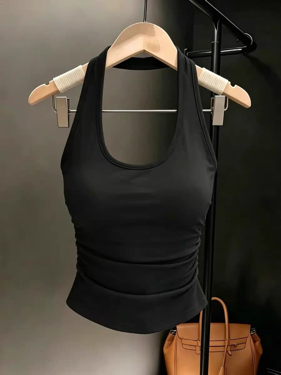 매운맛 새로운 높이 다시 욕망 다시 눈길을 끄는 행침 목 백리스 캐미솔 여름 벨트 가슴 패드 몸매 가꾸기 쇼트 스타일 맨위 이미지 2