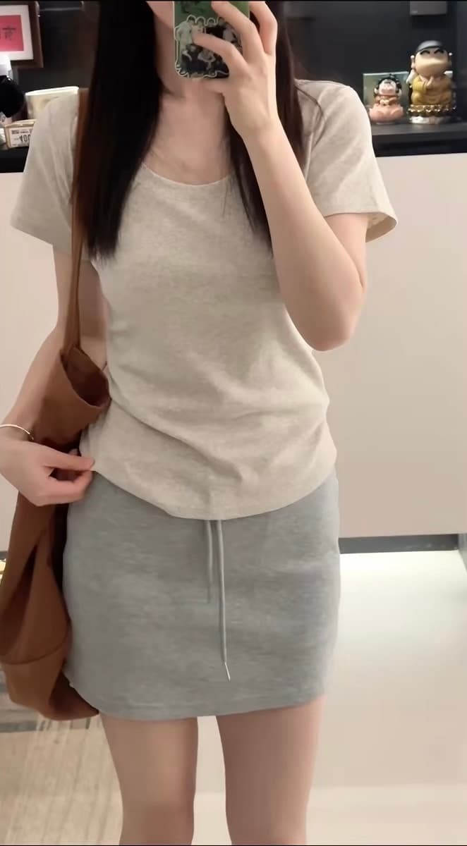 한 부서 화이트 u 칼라 순면 긍정적 인 어깨 반팔 티셔츠 여성 여름 다용도 몸매 가꾸기 슬림해 보이는 만나는 맨위 상세 이미지 2