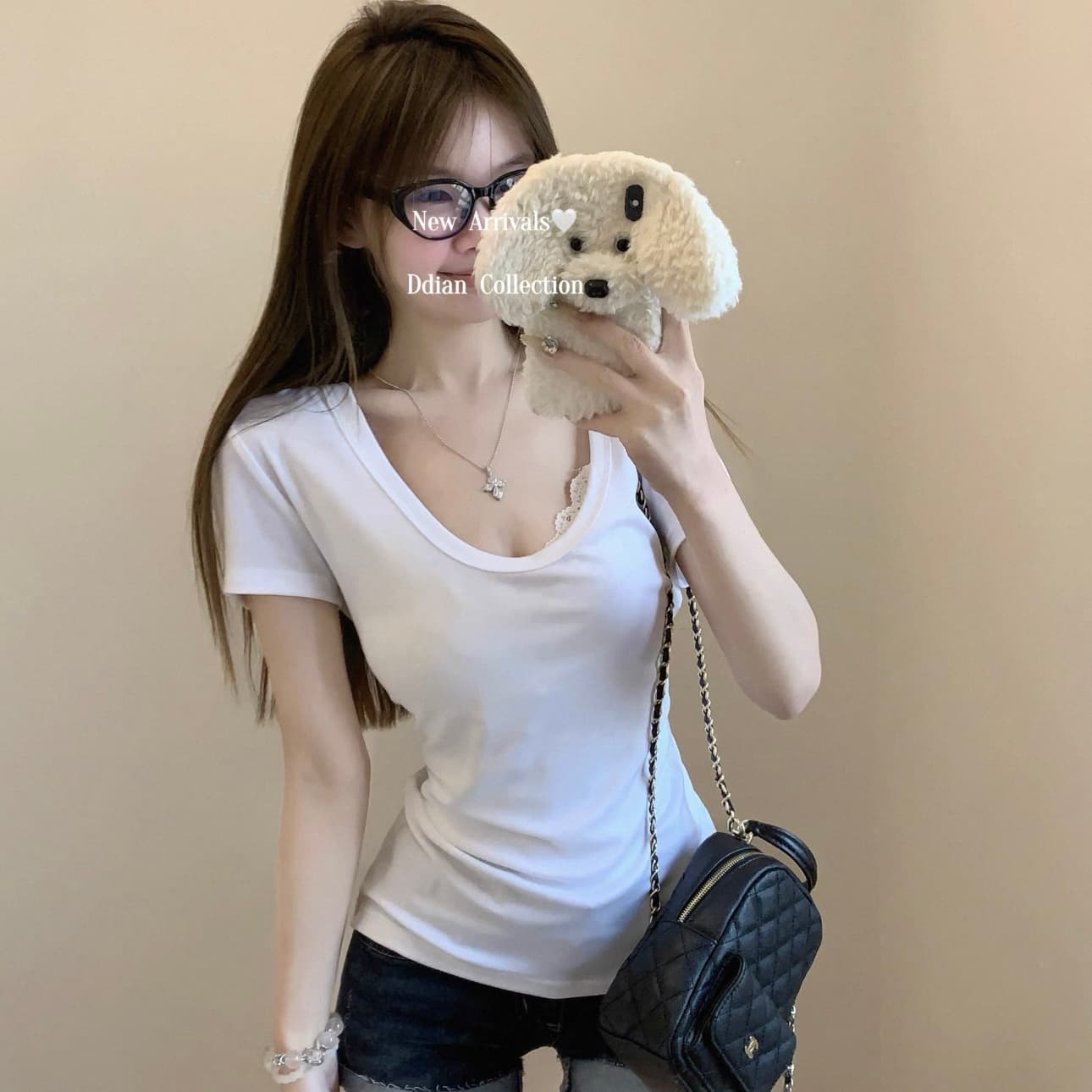 한 부서 baby 우유 파란색 u 칼라 반팔 티셔츠 여성 봄 여름 순수한 욕망 bm 바람 느슨함 센스 인사이드 가져 가라. 긍정적 인 어깨 낮은 네크라인 맨위 상세 이미지 1