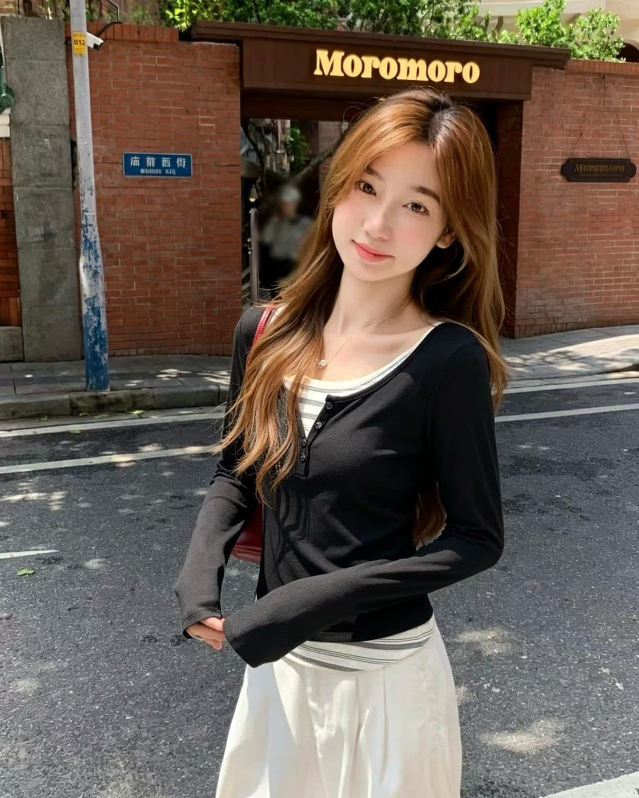 우유 황색 페이크 레이어드 꽃무늬 긴팔 티셔츠 여성 2026 봄 가을 만나는 인사이드 가져 가라. 작은 키 맨위 두 조각 이미지 4