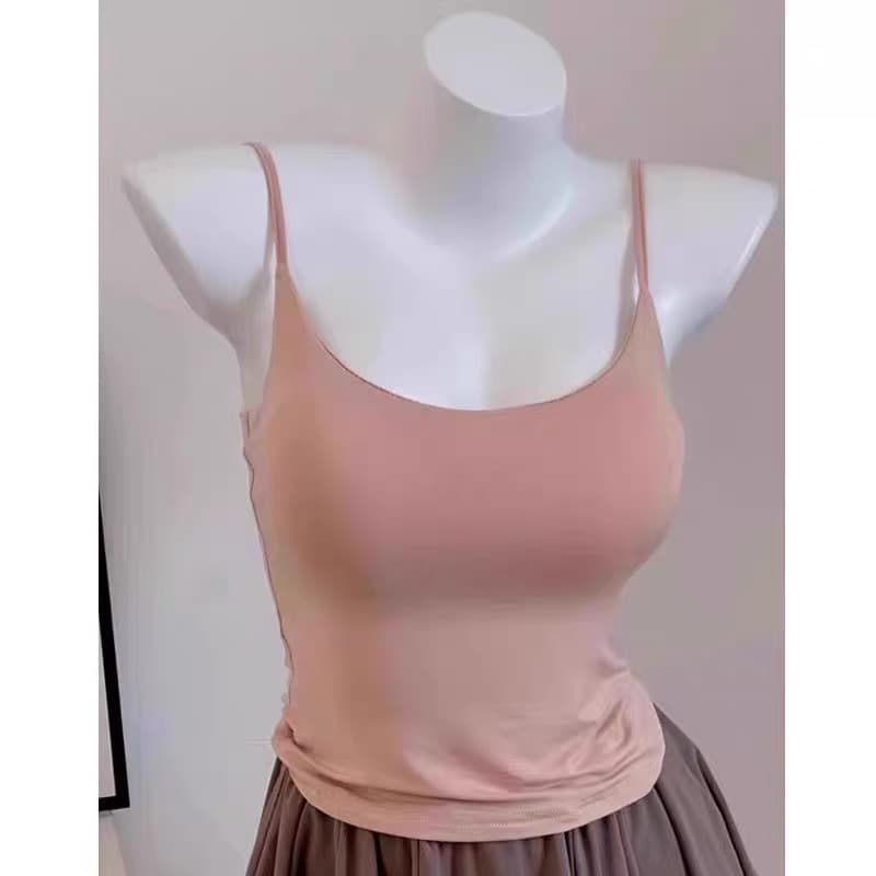 빨간색 캐미솔 여름 정장 인사이드 가져 가라. 벨트 가슴 패드 섹시함 핫걸 외출용 아름다움 뒤로 쇼트 스타일 카드 허리 위로 의류 이미지 5