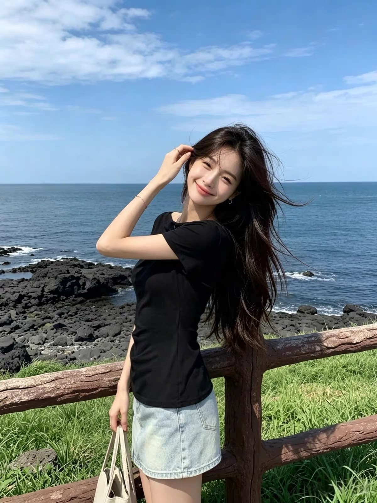 검정색 오프숄더 얼음 실크 반팔 티셔츠 여성 2026 여름 새로운 얇은 스타일 고급 센스 주름 몸매 가꾸기 맨위 이미지 4