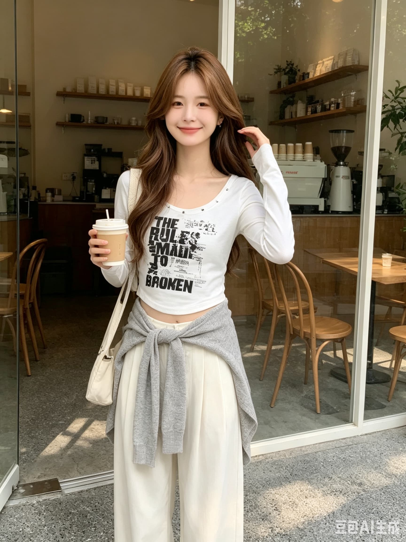 aonw 아메리칸 레트로 긴팔 티셔츠 여성 2026 가을 새로운 몸매 가꾸기 슬림해 보이는 핫걸 맨위 상세 이미지 3