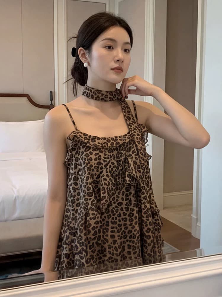 순수한 욕망 핫걸 바람 레오파드 무늬 캐미솔 여름 새로운 패션 품격 다용도 루즈핏 고유 한 작은 대중 맨위 이미지 4