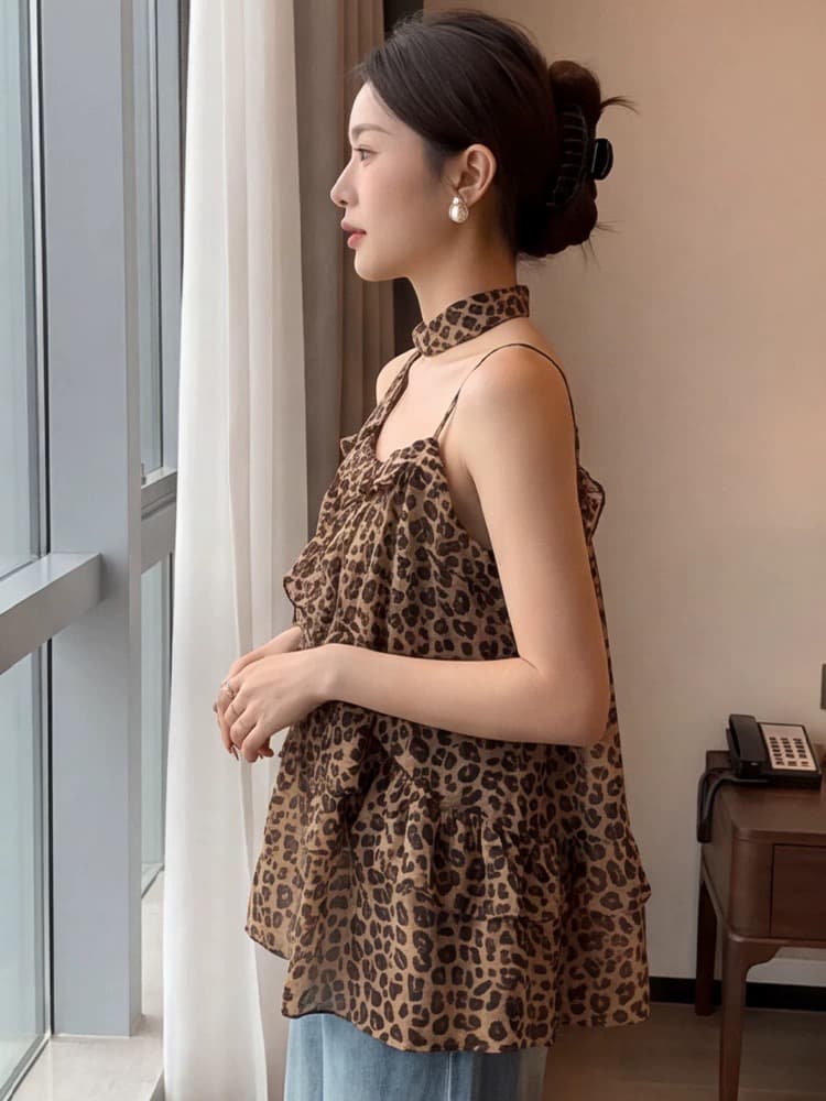 순수한 욕망 핫걸 바람 레오파드 무늬 캐미솔 여름 새로운 패션 품격 다용도 루즈핏 고유 한 작은 대중 맨위 상세 이미지 2