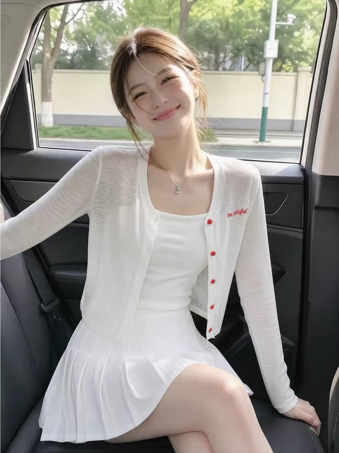 한 부서 화이트 얇은 스타일 자외선 차단 니트 오픈 가디건 여성 여름 루즈핏 캐주얼 다용도 외부 가져 가라. 블라우스 짧은 외투 맨위 이미지 3