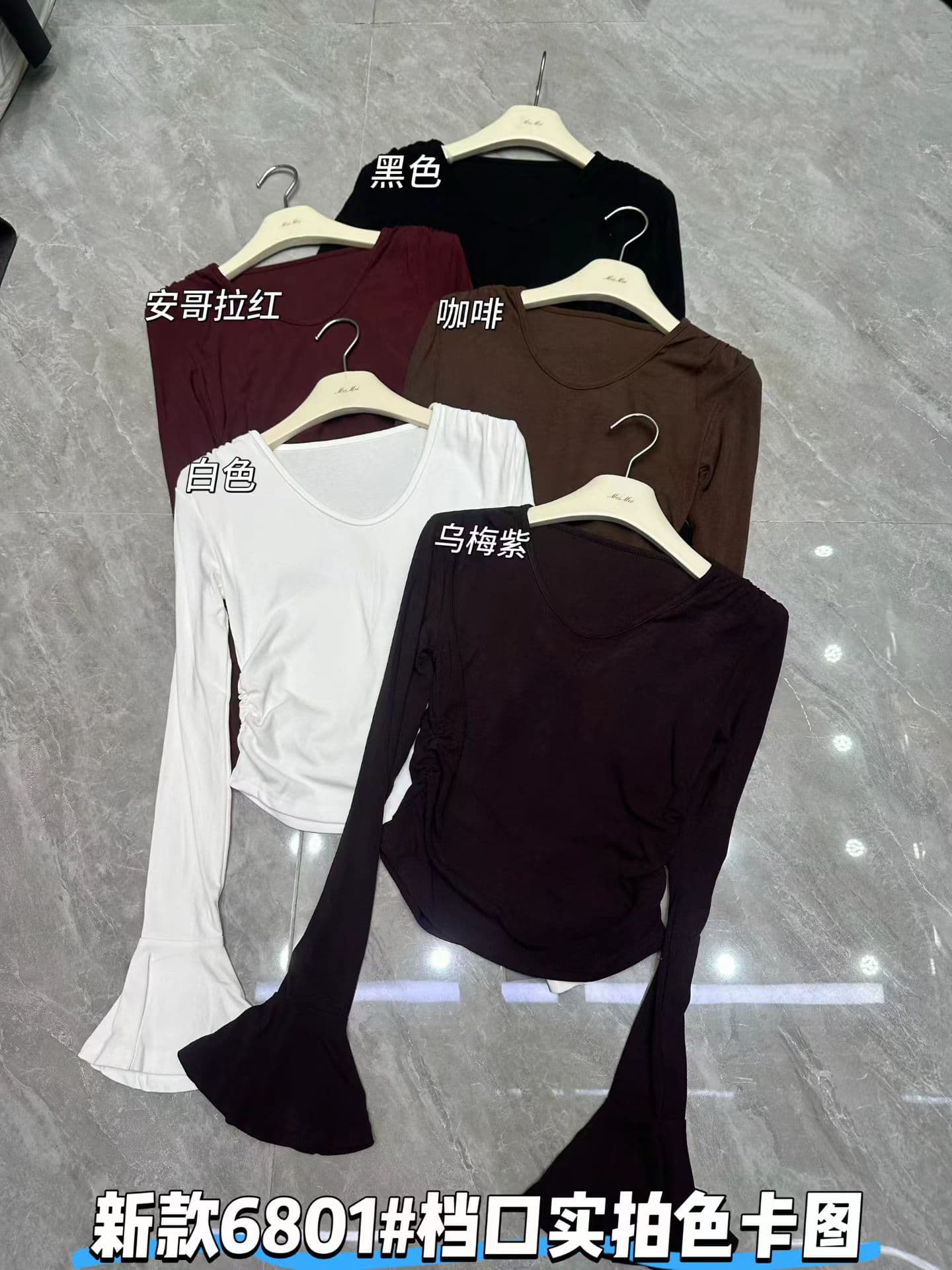 cca 직접 만든 ins 보 주님 섹션 라운드 넥 주름 나팔 소매 기본 셔츠 쇼트 스타일 이슬 뼈의 슬림해 보이는 순수한 욕망 바람 맨위 여성 상세 이미지 4
