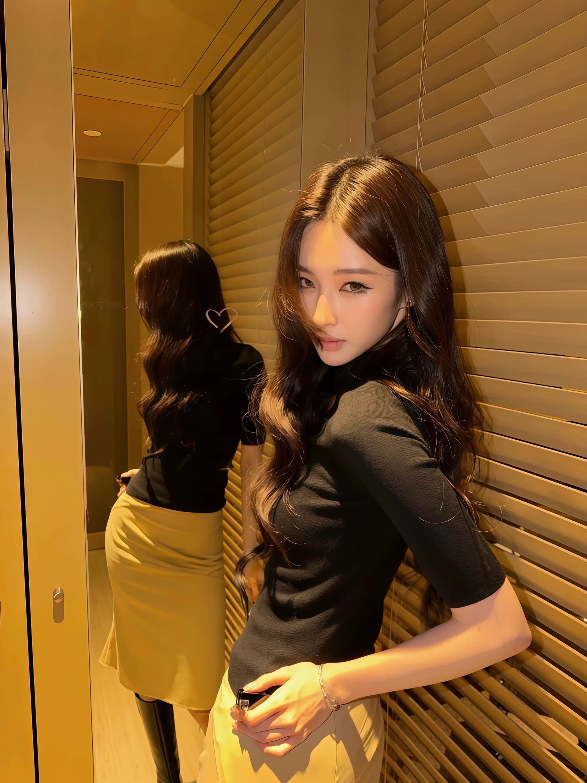 한 부서 섹시함 바람 검정색 반하이넥 중간 소매 티셔츠 여성 여름 새로운 몸매 가꾸기 슬림해 보이는 순수한 욕망 품격 맨위 여성 상세 이미지 5