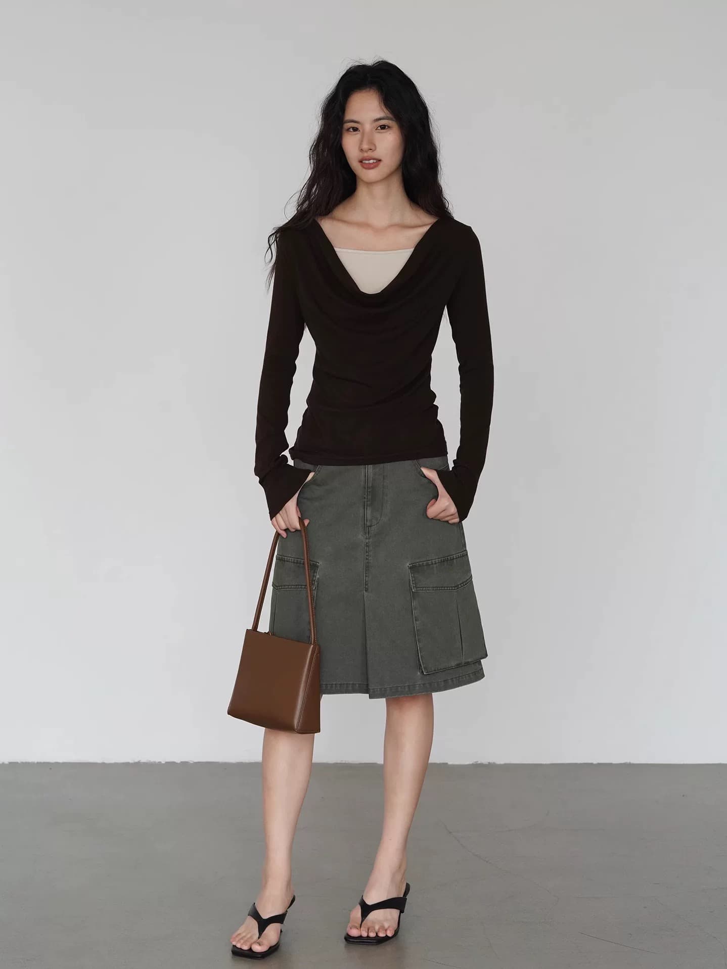 핫걸 바람 섹시함 페이크 레이어드 몸매 가꾸기 긴팔 티셔츠 여성 작은 대중 디자인 센스 슈퍼 잘 생긴 맨위 2026 가을 겨울 상세 이미지 5