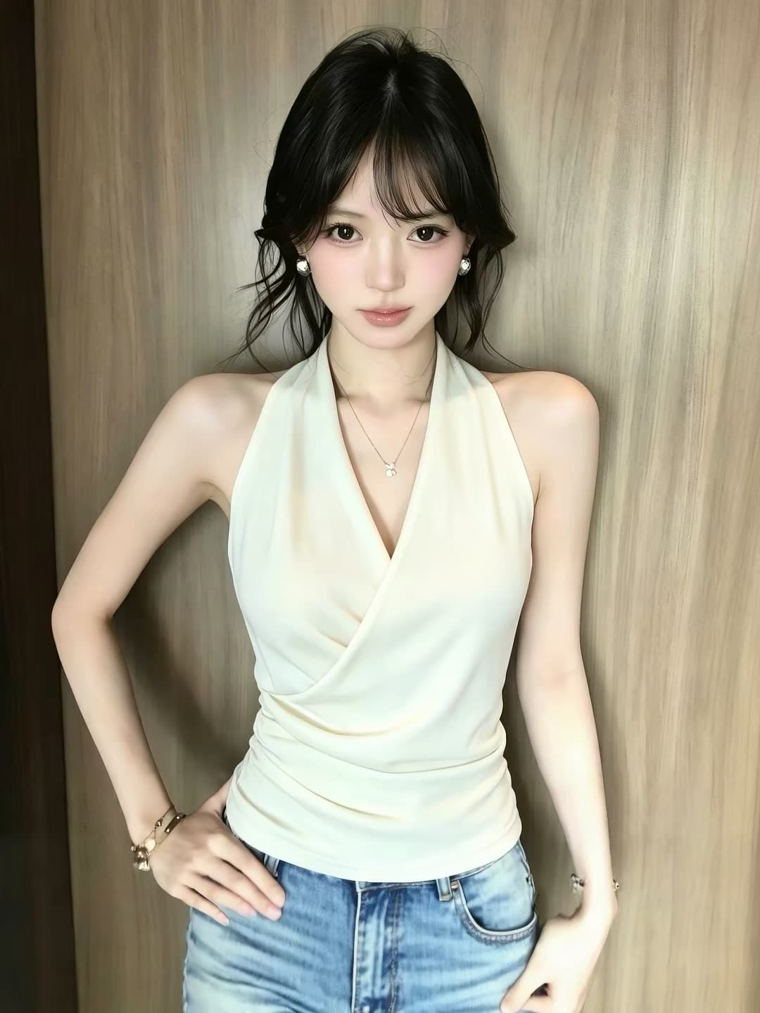 올해 인기 ~ 중 폭발 여성 의류 여름 새로운 프랑스식 십자가 V넥 행침 목 캐미솔 달콤한 핫걸 맨위 상세 이미지 4
