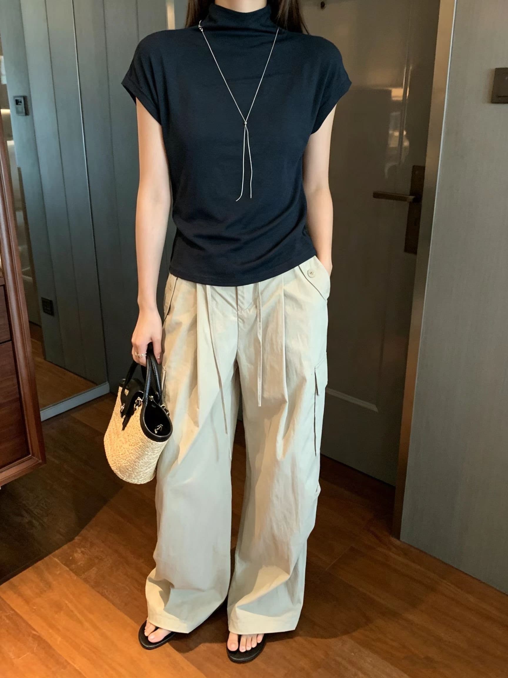 반하이넥 패션 한 부서 순수한 욕망 바람 반팔 티셔츠 여성 몸매 가꾸기 슬림해 보이는 기본 셔츠 인사이드 가져 가라. 학생 맨위 ins 트렌디 상세 이미지 7