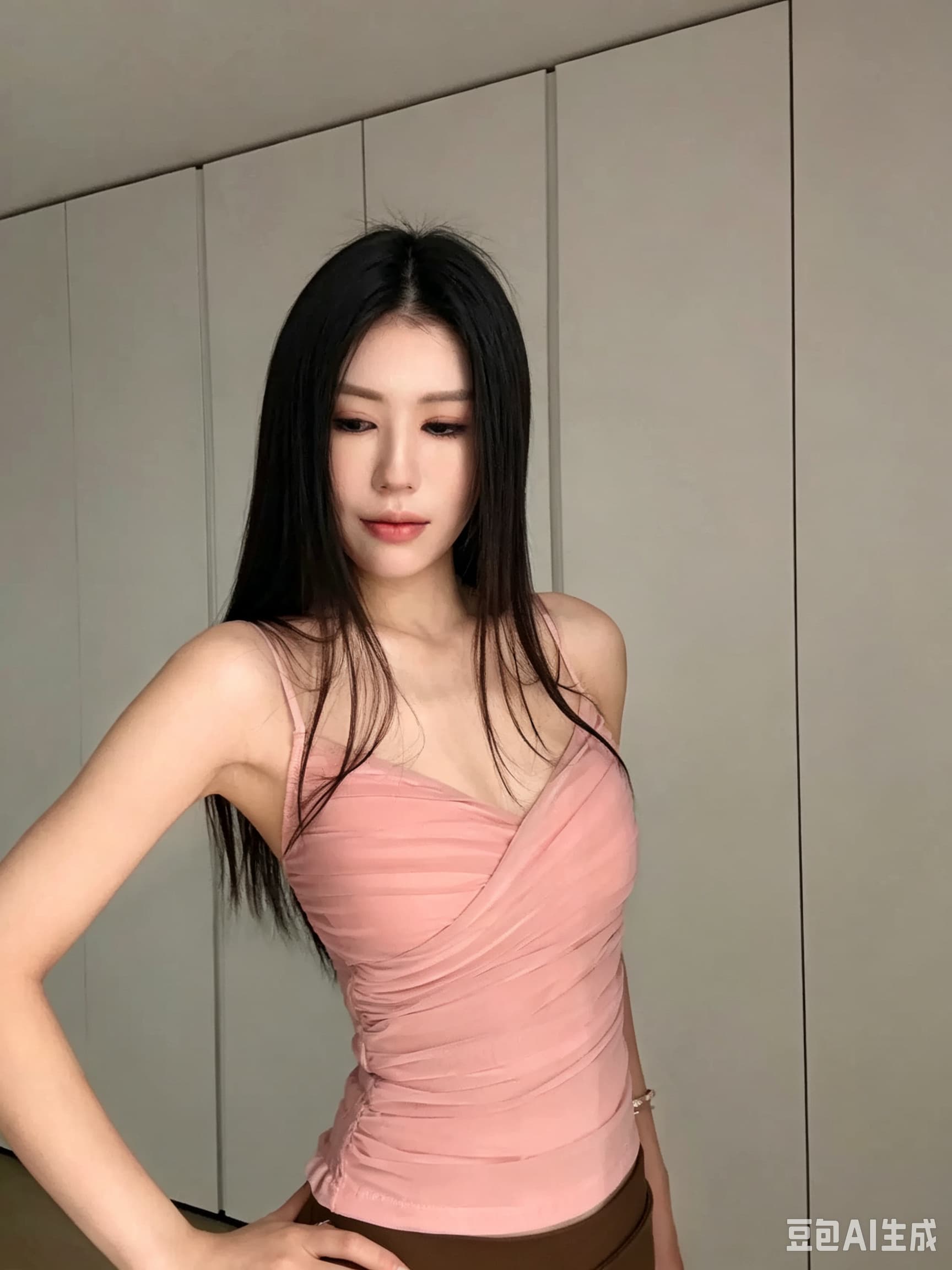 뜨거운 빨간색 부드러운 빛 실 실 V넥 십자가 망사 캐미솔 ~을 통해 센스 아름다움 뒤로 순수한 욕망 맨위 상세 이미지 6
