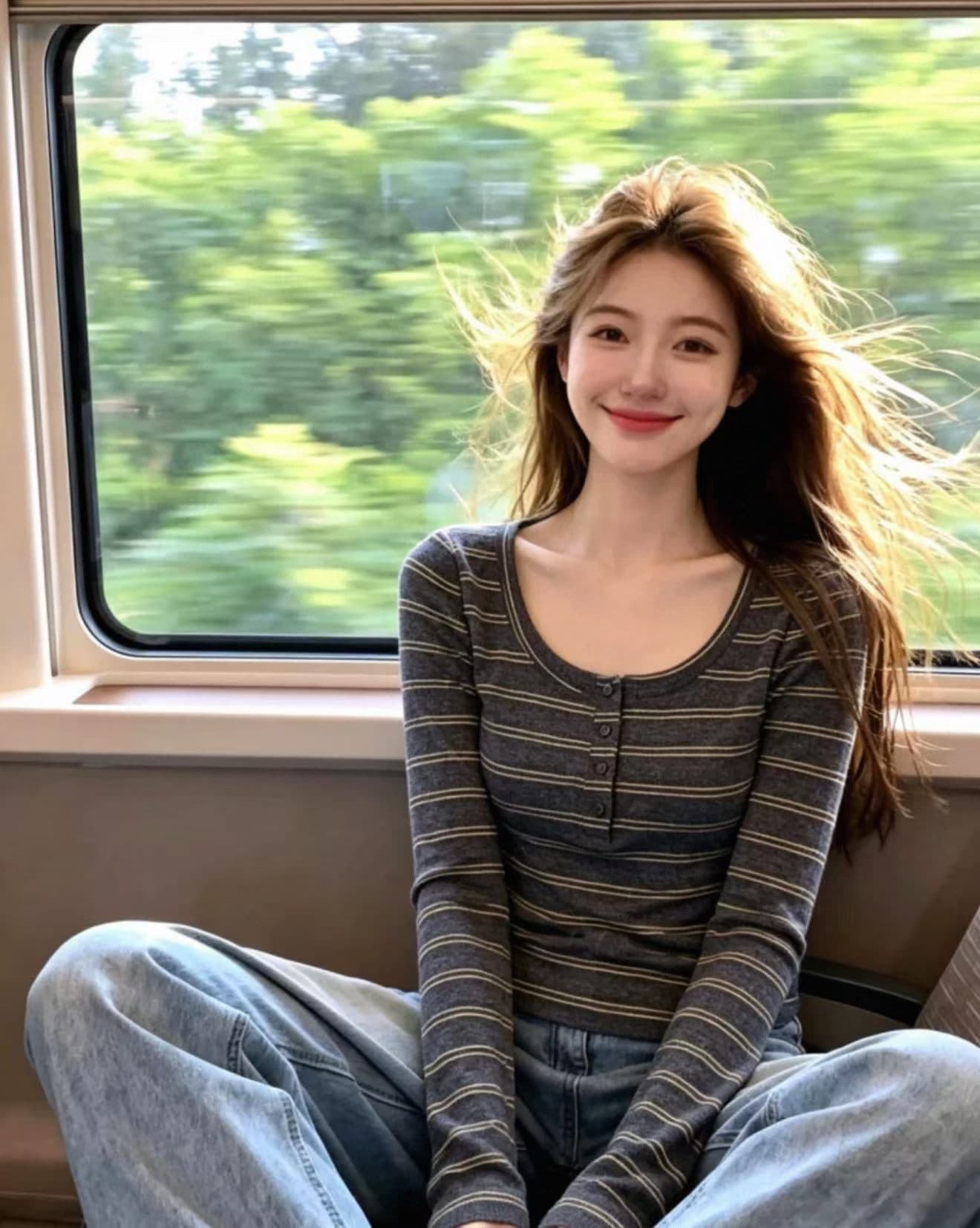 레드 맨 내부에 가져 가라. 기본 셔츠 여성 가을 2026 새로운 긴팔 티셔츠 작은 대중 아니요 명중 섹션 니트 스트라이프 맨위 이미지 4