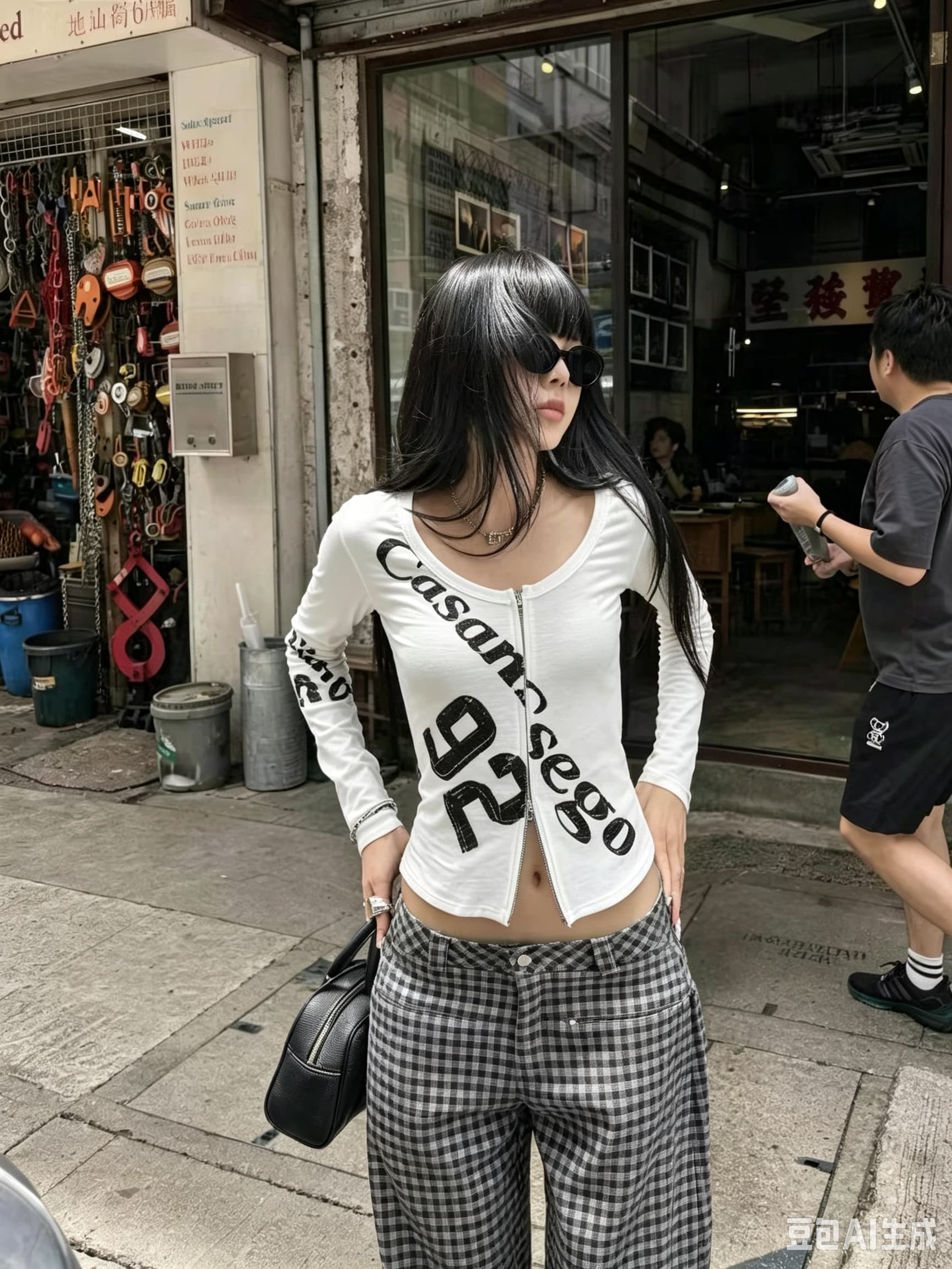 2026 이른 가을 새로운 한국 스타일 알파벳 프린트 긴팔 티셔츠 몸매 가꾸기 디자인 센스 핫걸 지퍼 어깨 패드 맨위 이미지 3