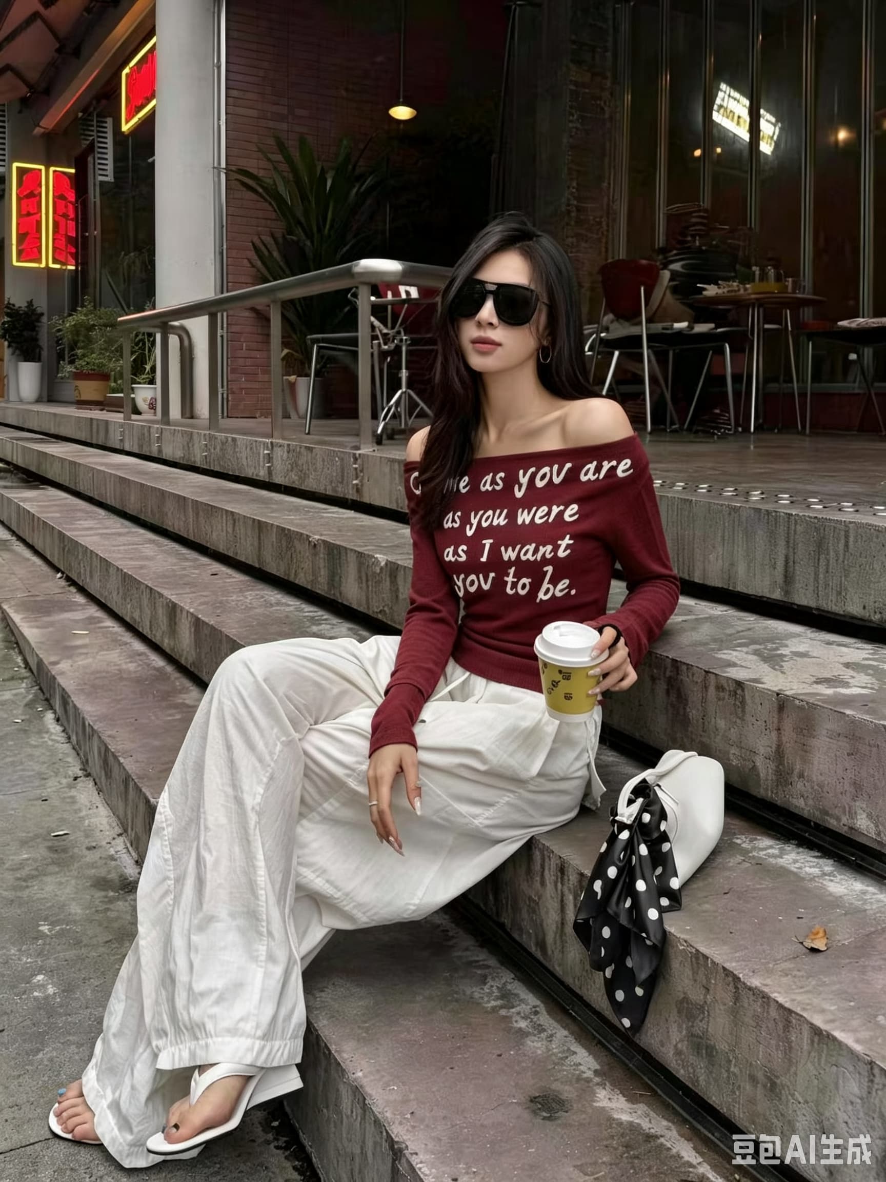 아메리칸 알파벳 프린트 긴팔 티셔츠 여성 조기 가을 측면 펌프 Pleat 몸매 가꾸기 슬림해 보이는 핫걸 오프숄더 만나는 맨위 상세 이미지 3