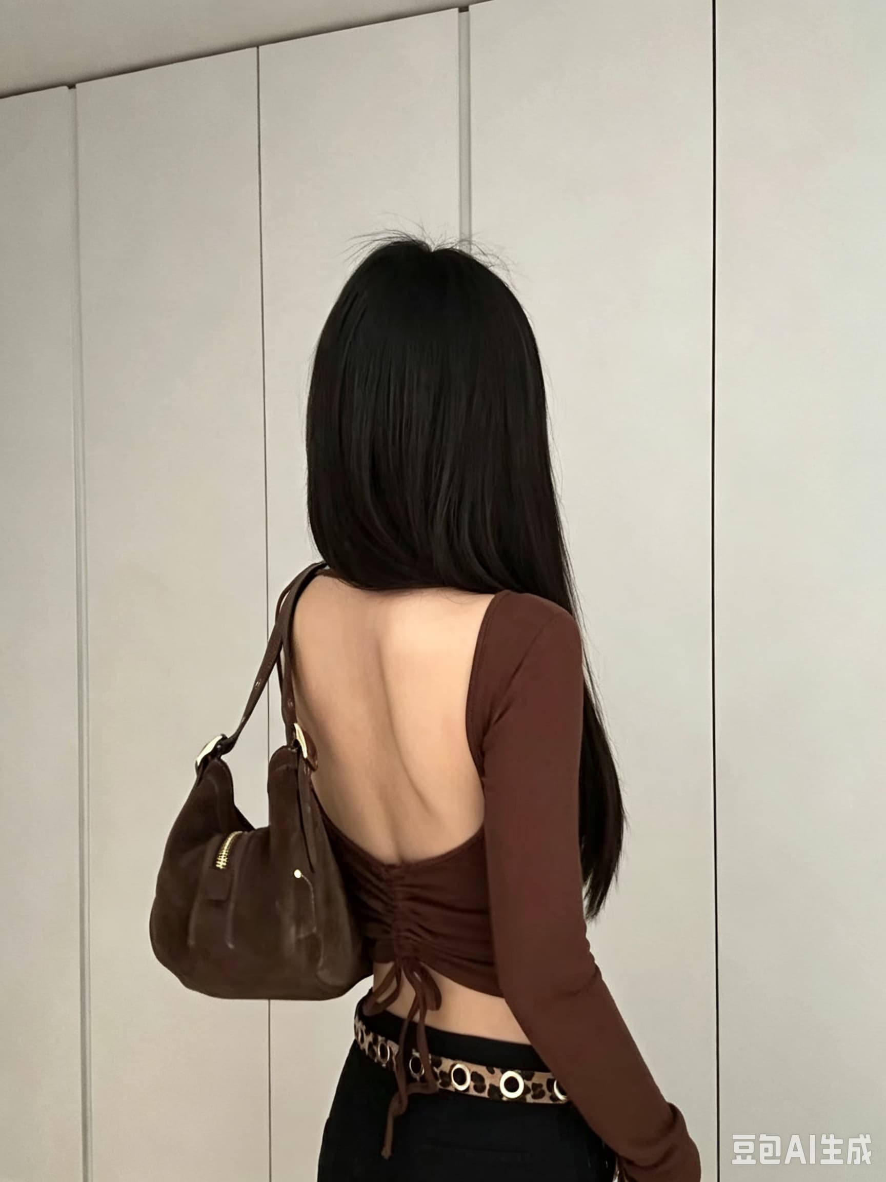 순수한 욕망 핫걸 심장 기계 홀로우 아웃 백리스 화이트 긴팔 티셔츠 여성 가을 새로운 한국 스타일 몸매 가꾸기 섹시함 다용도 맨위 상세 이미지 4