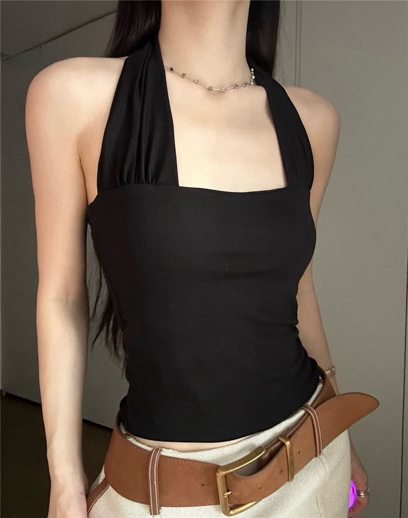 순수한 욕망 핫걸 바람 품격 행침 목 아름다움 뒤로 하나 가슴 패드 몸매 가꾸기 슬림해 보이는 쇼트 스타일 여름 외출용 캐미솔 상세 이미지 7