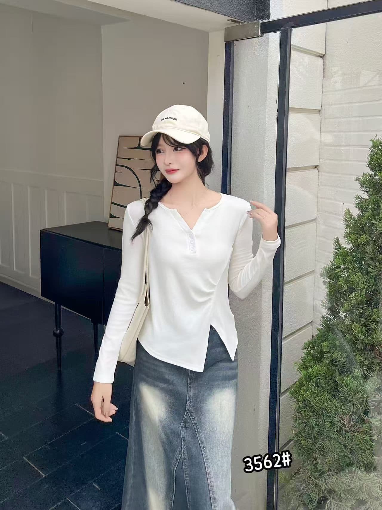 2026 가을 신제품 핑크색 주름 긴팔 티셔츠 여성 단색 달콤함 외국 가스 거리 불규칙 슬림해 보이는 맨위 상세 이미지 1