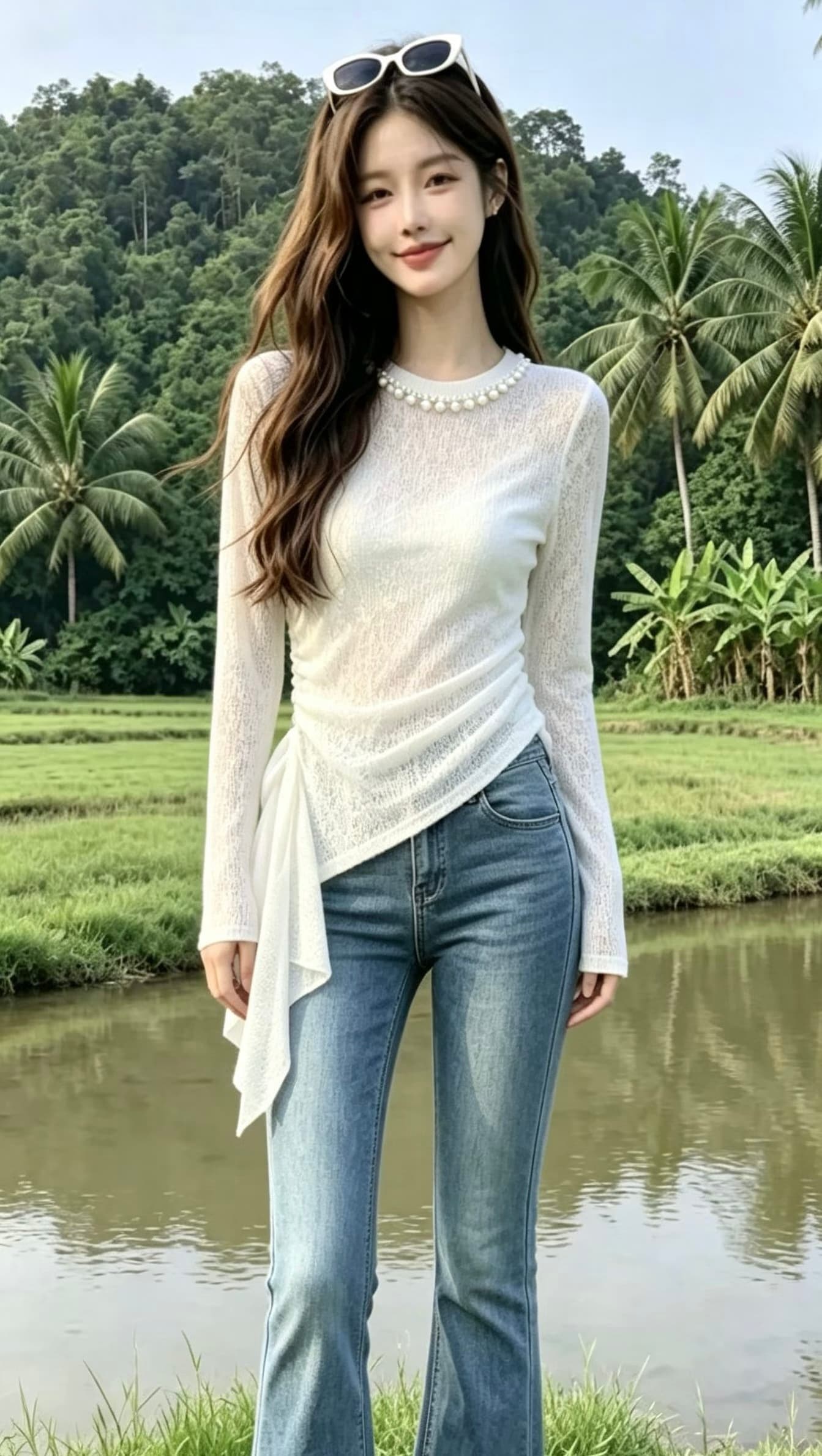 한 부서 부드러운 바람 긴팔 티셔츠 여성 조기 봄 새로운 디자인 센스 작은 대중 비대칭 리본 기본 셔츠 맨위 상세 이미지 3