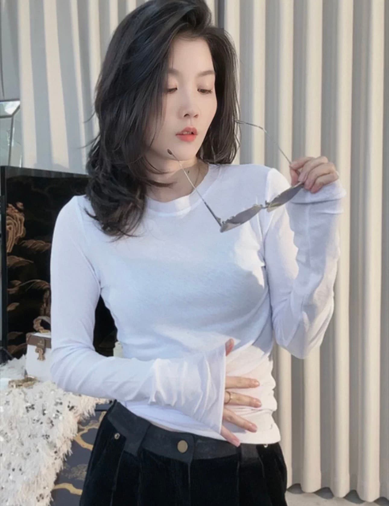 슈퍼 화재 연령 감소 핑크색 긴팔 티셔츠 여성 2026 새로운 폭발 봄 얇은 스타일 인사이드 가져 가라. 기본 셔츠 이른 봄 맨위 이미지 2