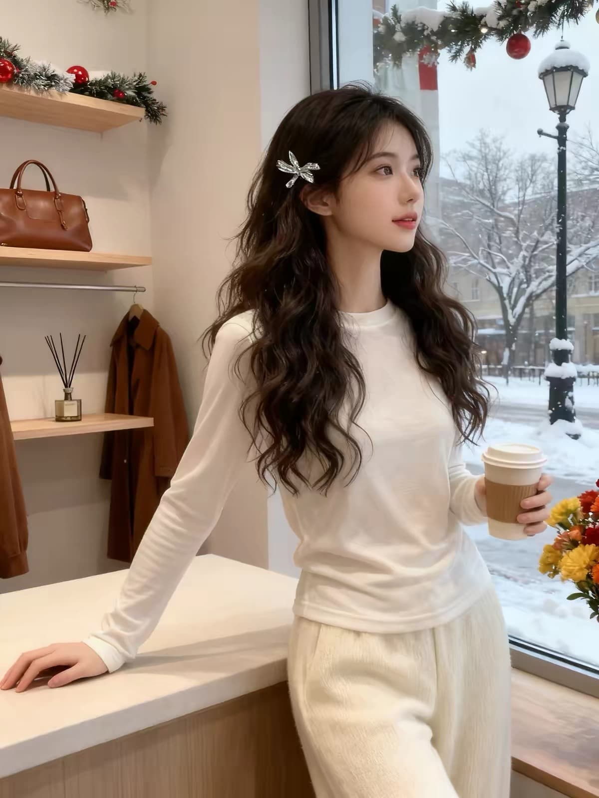유럽 상품 화이트 주간 실크 양모 긴팔 티셔츠 여성 2026 봄 가을 새로운 몸매 가꾸기 슬림해 보이는 기본 셔츠 캐주얼 맨위