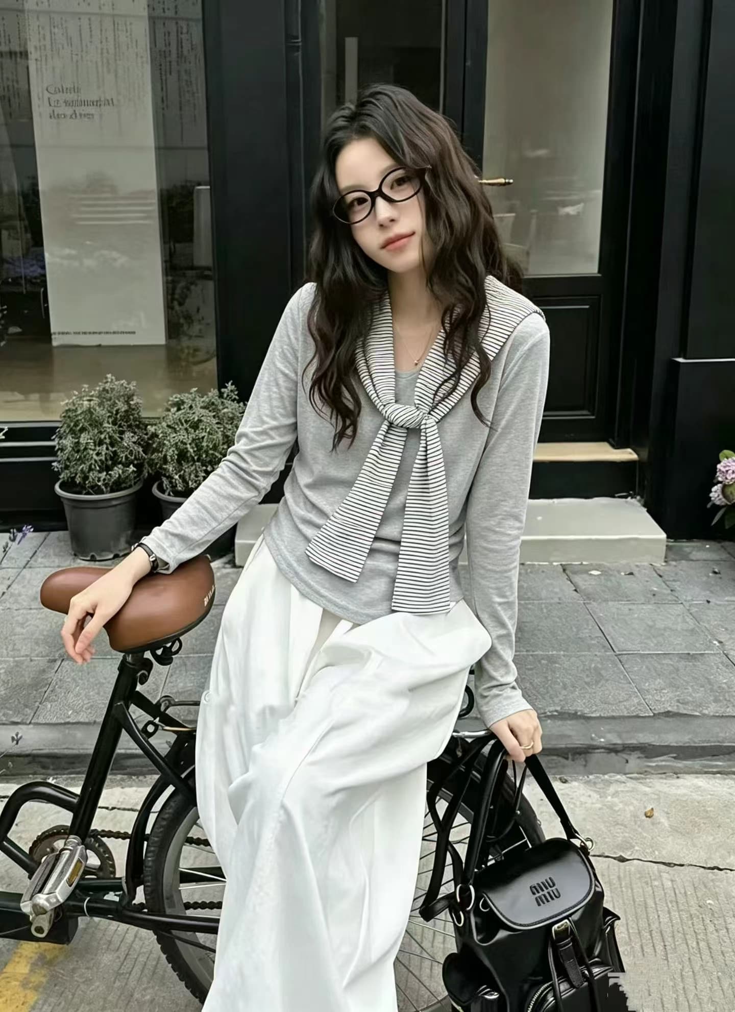 봄 가을 연령 감소 한 부서 스트라이프 패치워크 페이크 레이어드 긴팔 티셔츠 여성 숄 몸매 가꾸기 외국 가스 스택 착용 다용도 맨위 상세 이미지 3