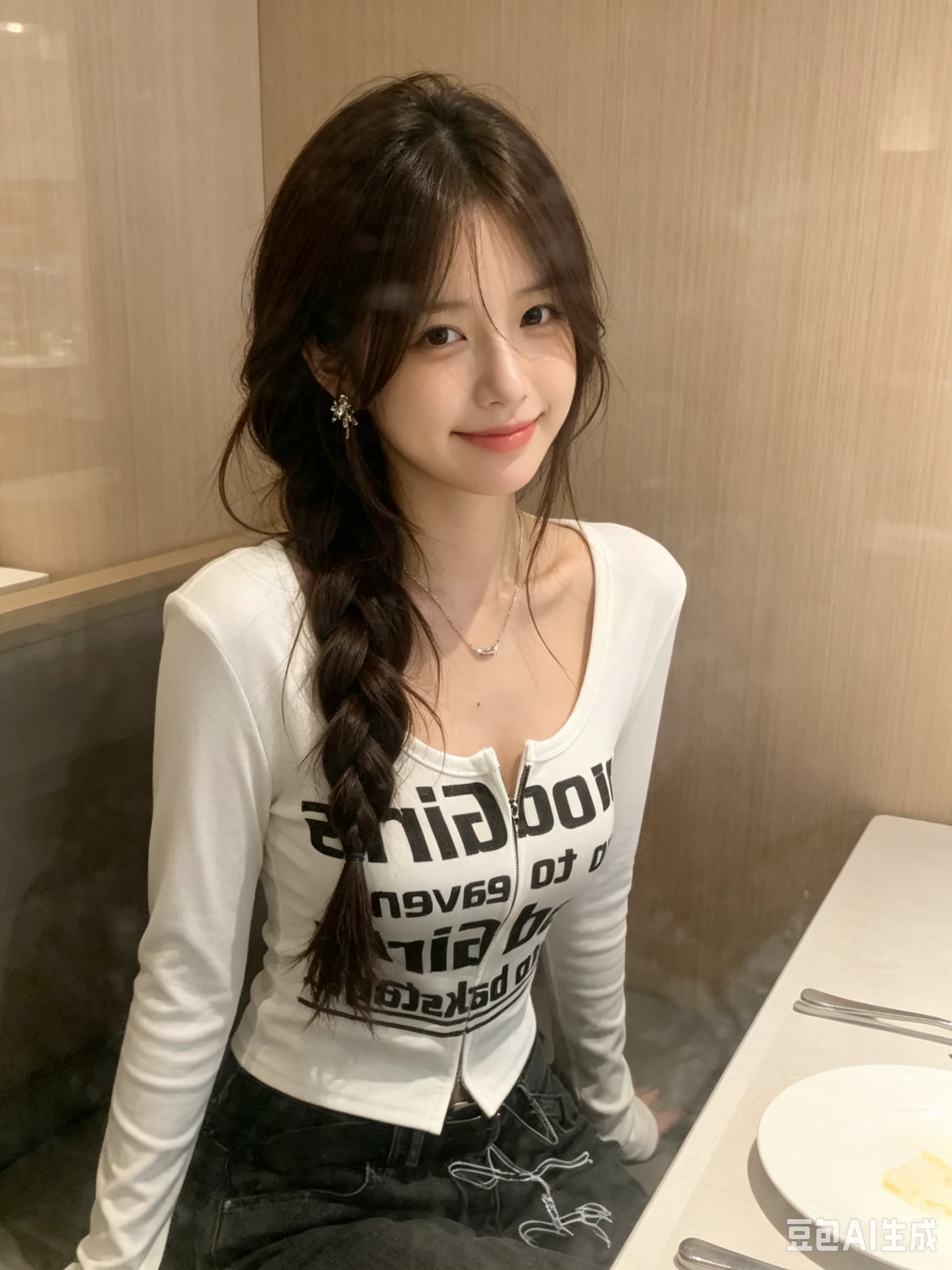 2026 가을 새로운 아메리칸 패션 다용도 몸매 가꾸기 슬림해 보이는 u 칼라 지퍼 긴팔 티셔츠 맨위 여성 기본 셔츠 여성 상세 이미지 3