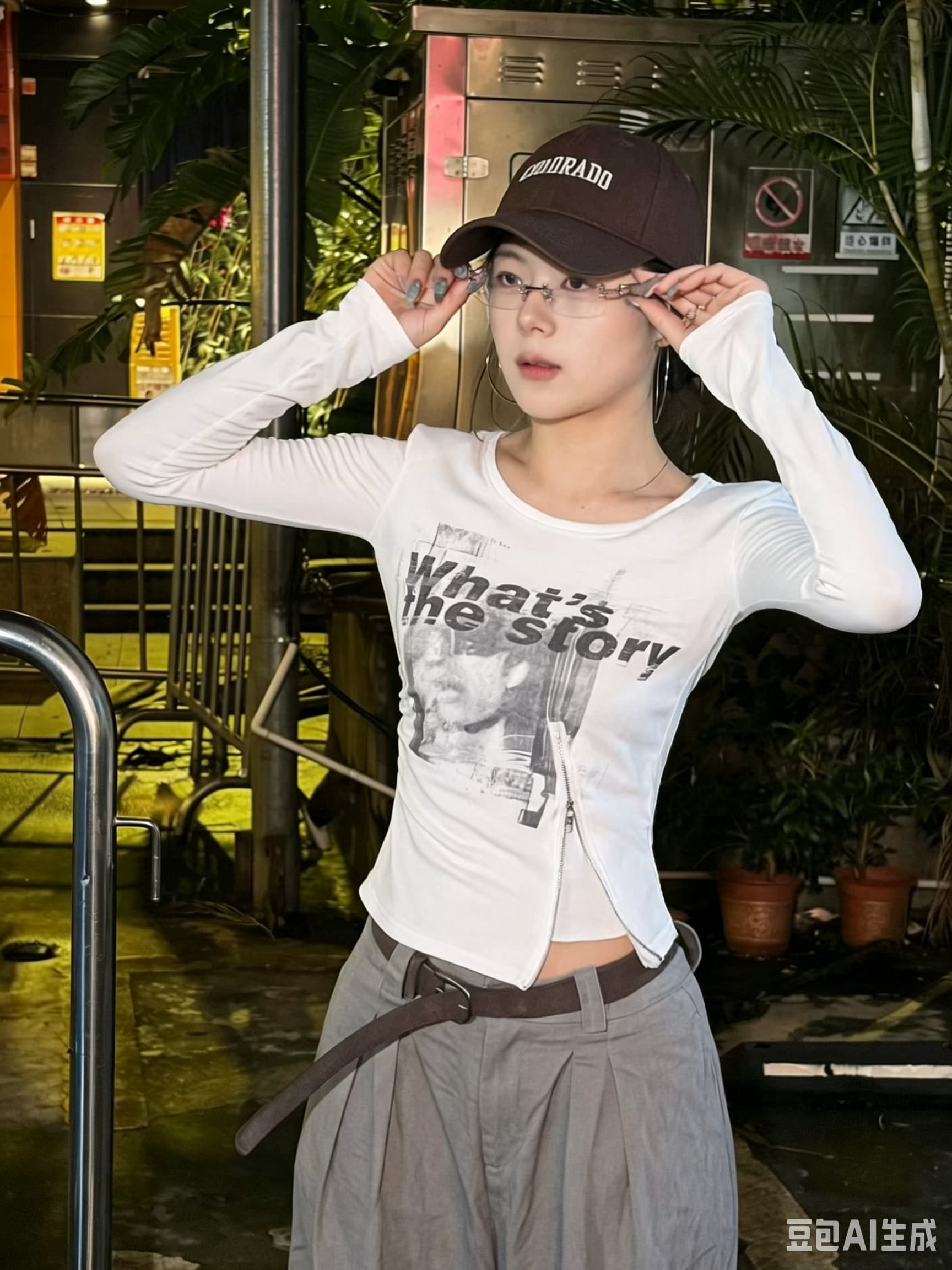 2026 이른 가을 어깨 패드 지퍼 라운드 넥 긴팔 기본 셔츠 다용도 슬림해 보이는 프린트 티셔츠 맨위 인사이드 가져 가라. 작은 셔츠 여성 상세 이미지 1