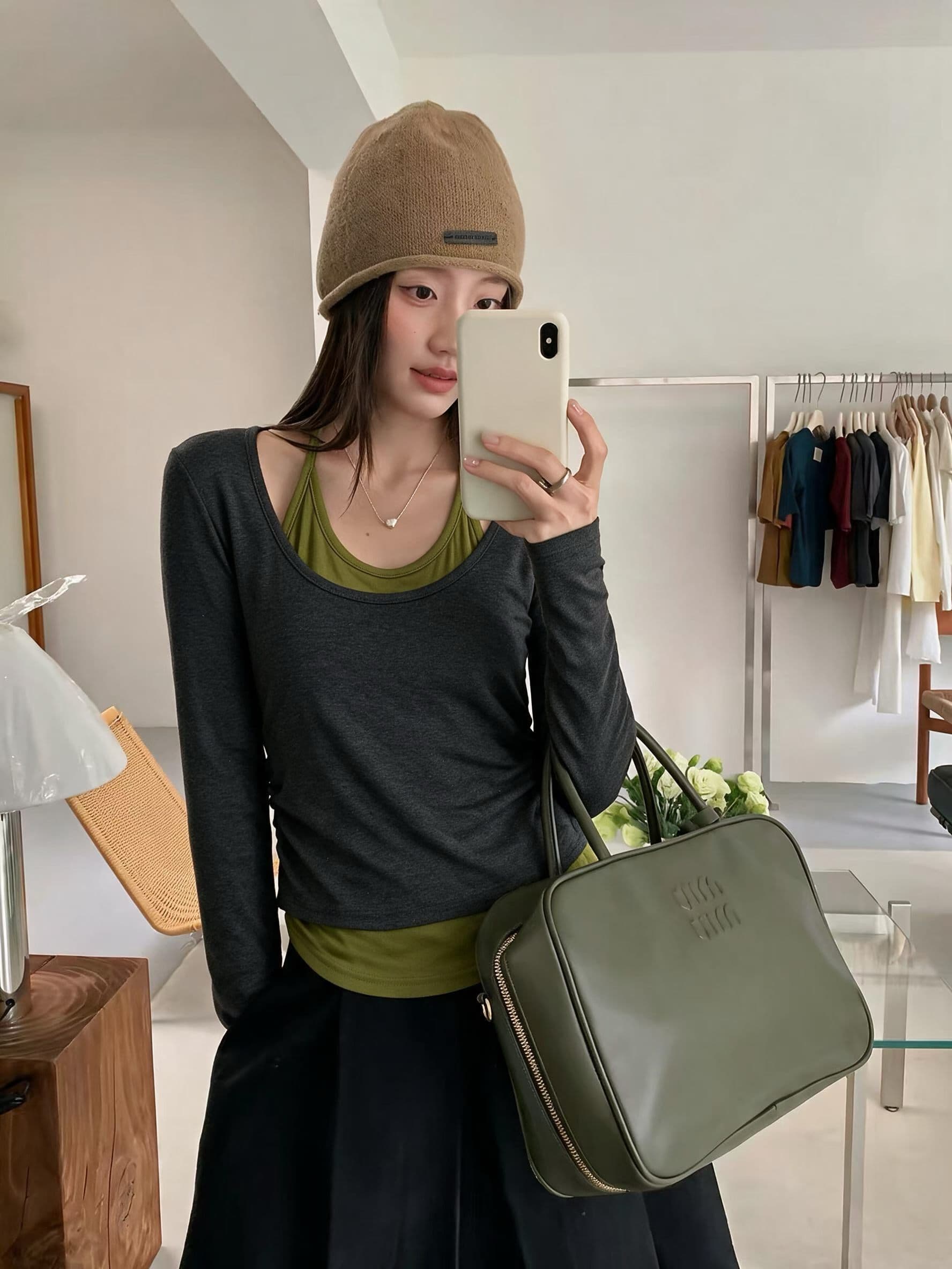 행침 목 페이크 레이어드 몸매 가꾸기 긴팔 티셔츠 여성 가을 디자인 센스 맨위 여성 기본 셔츠 맨위 상세 이미지 8