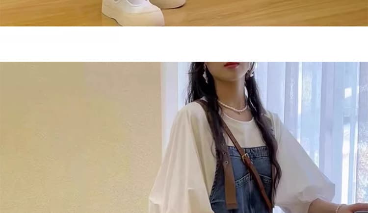 실사 2026 봄 새로운 임산부 데님 멜빵 바지 거품 소매 맨위 상세 이미지 20