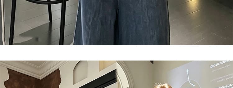 2026 가을 새로운 임산부 섹션 루즈핏 넓은 다리 데님 멜빵 바지 순면 버블 긴팔 맨위 상세 이미지 29