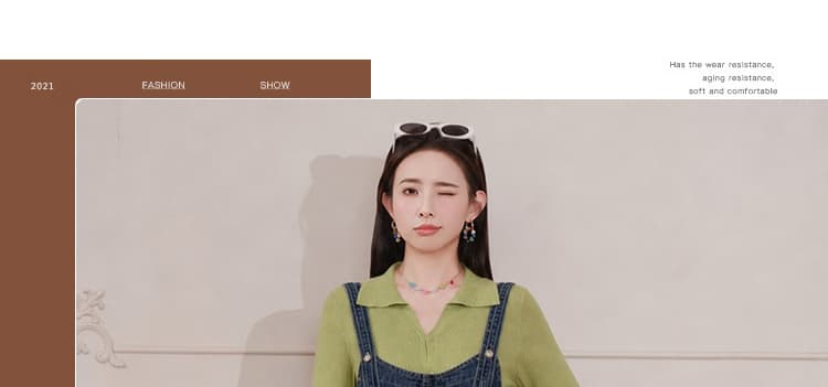 지금 2026 가을 새로운 임산부 레트로 더블 어깨끈 한국 스타일 데님 멜빵 바지 버터 과일 녹색 진주 오픈 가디건 상세 이미지 1