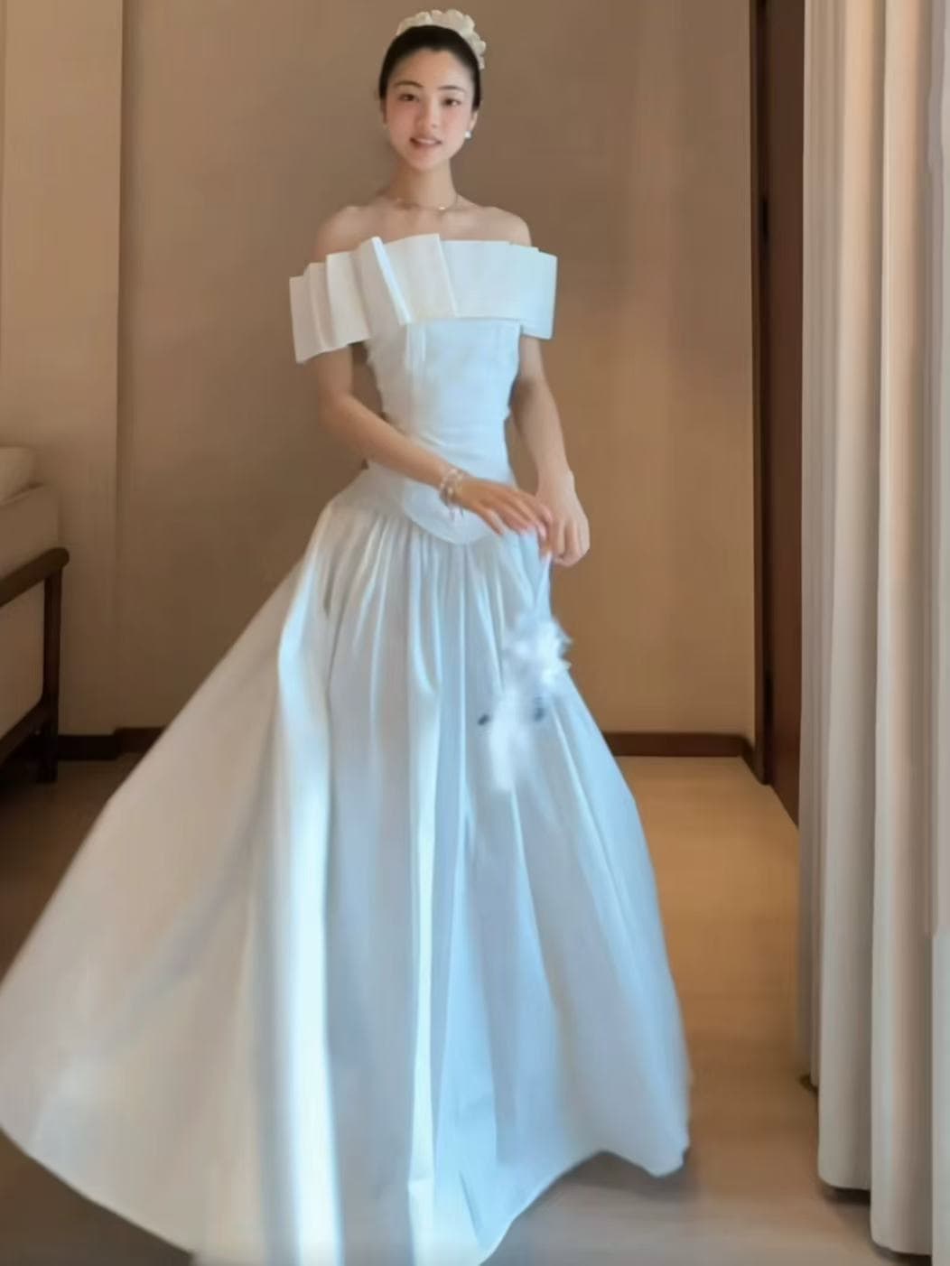 여름 화이트 오프숄더 맨위 여름 ootd 착용 가져 가라. 치마 세트 여성 여름 반신 스커트 투피스 세트 이미지 2