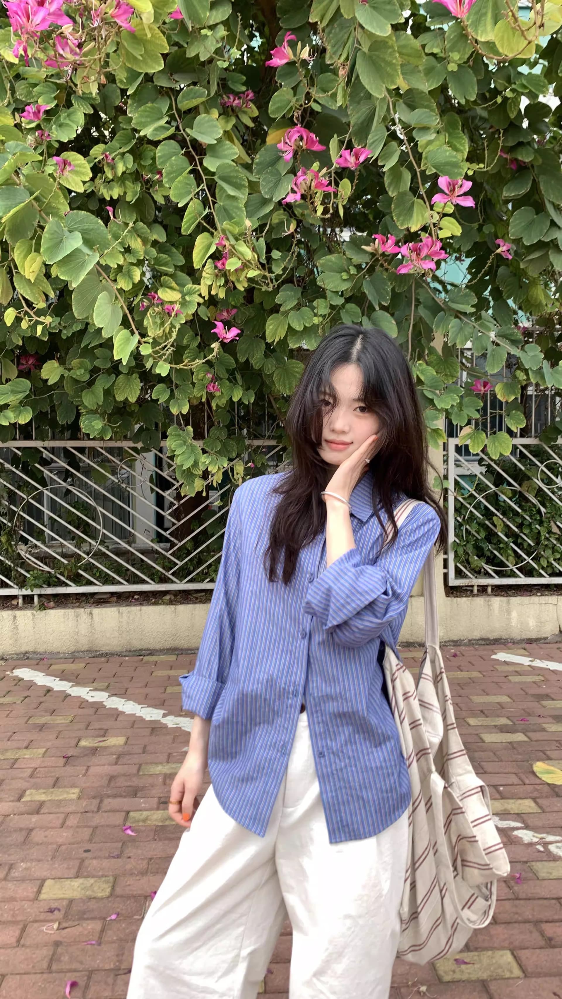 원본 워싱 면 100% 레트로 스트라이프 셔츠 디자인 센스 폴로 칼라 셔츠 얇은 스타일 긴팔 맨위 상세 이미지 8