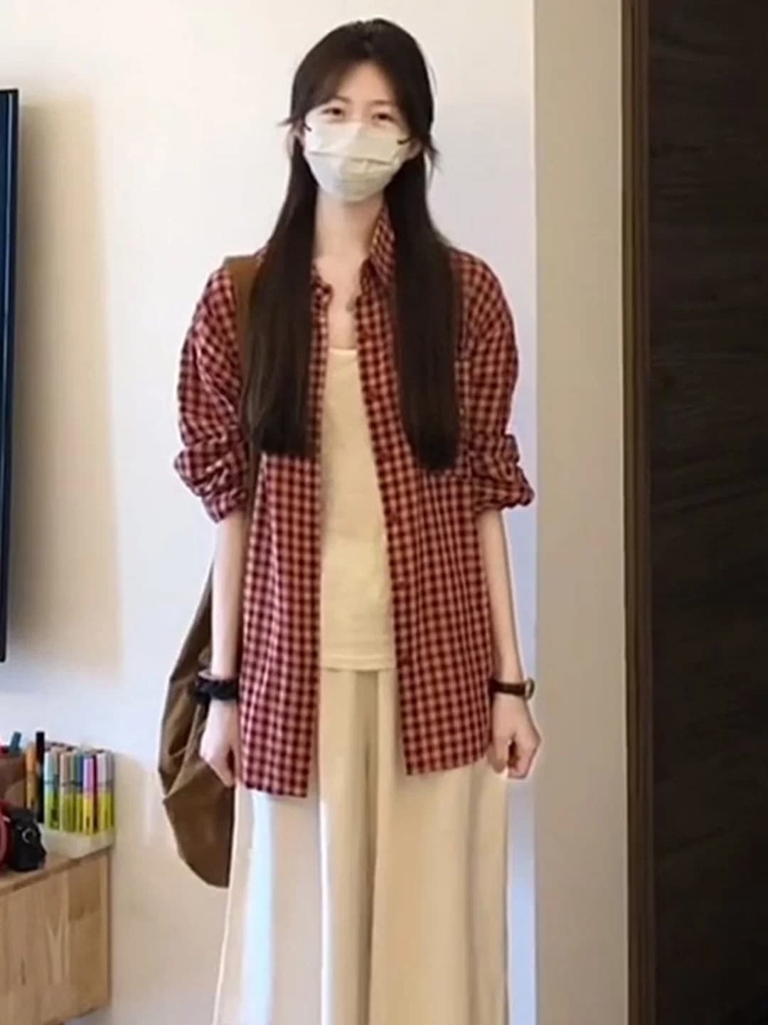 가을 체크무늬 외부 가져 가라. 자외선 차단 루즈핏 긴팔 셔츠 셔츠 여성 2026 새로운 프랑스식 사소한 맨위 이미지 2