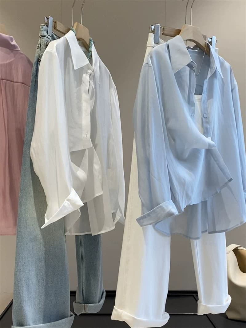 2026 가을 고급 느슨함 센스 폴로 칼라 얇은 스타일 셔츠 셔츠 상세 이미지 2