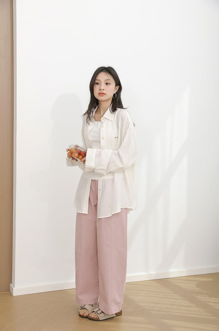 가을 일본식 다용도 허리밴드 넓은 다리 캐주얼 바지 표지 넓적 다리 슬림해 보이는 캐주얼 9부 바지 상세 이미지 13