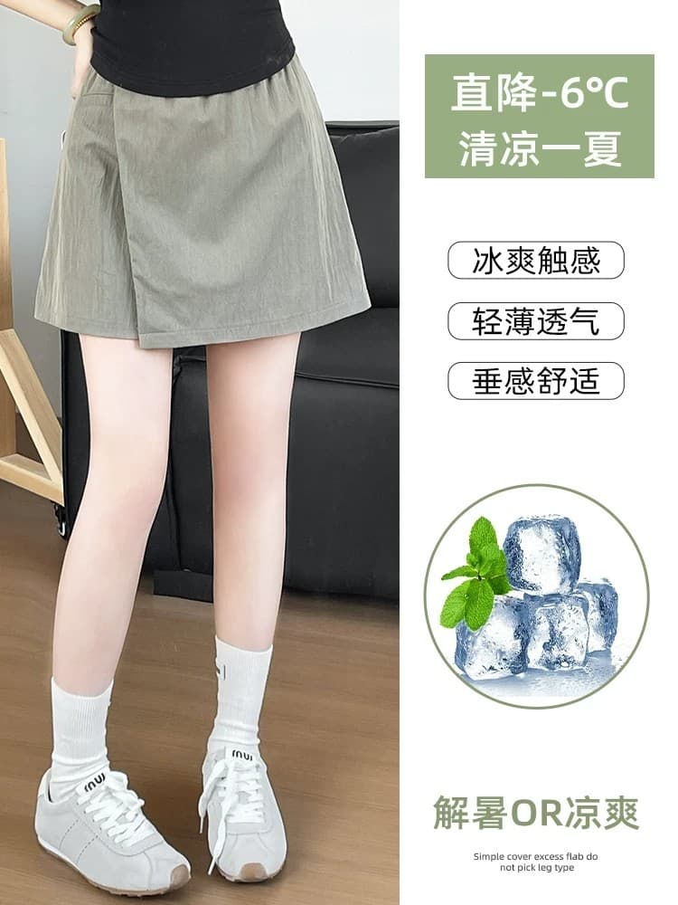 3 차원 허리 얼음 실크 야마모토 미니 스커트 여성 여름 얇은 새로운 캐주얼 운동 워크웨어 치마바지 반신 스커트 이미지 4