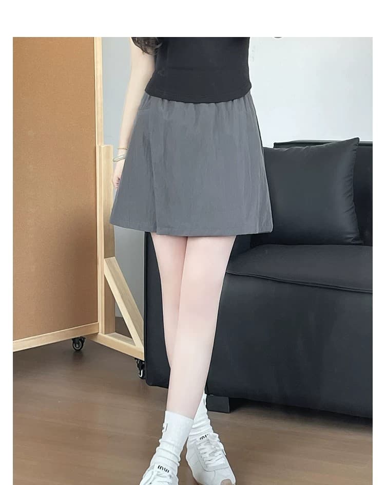 3 차원 허리 얼음 실크 야마모토 미니 스커트 여성 여름 얇은 새로운 캐주얼 운동 워크웨어 치마바지 반신 스커트 상세 이미지 10