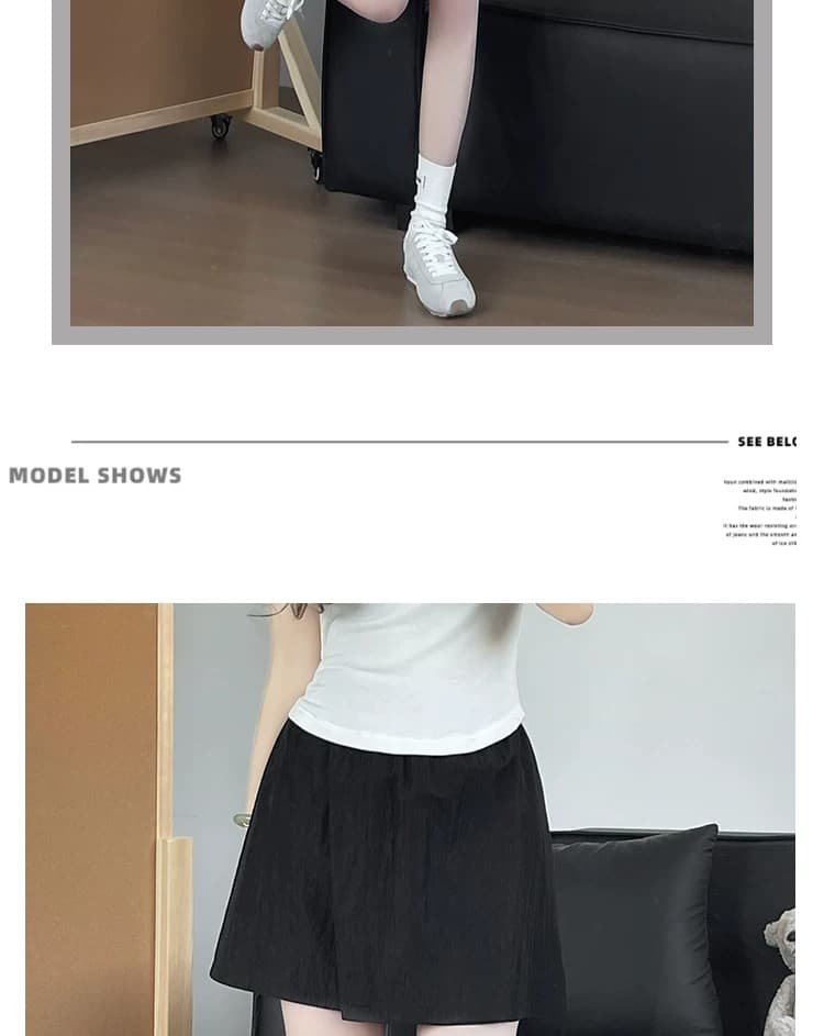 3 차원 허리 얼음 실크 야마모토 미니 스커트 여성 여름 얇은 새로운 캐주얼 운동 워크웨어 치마바지 반신 스커트 상세 이미지 13