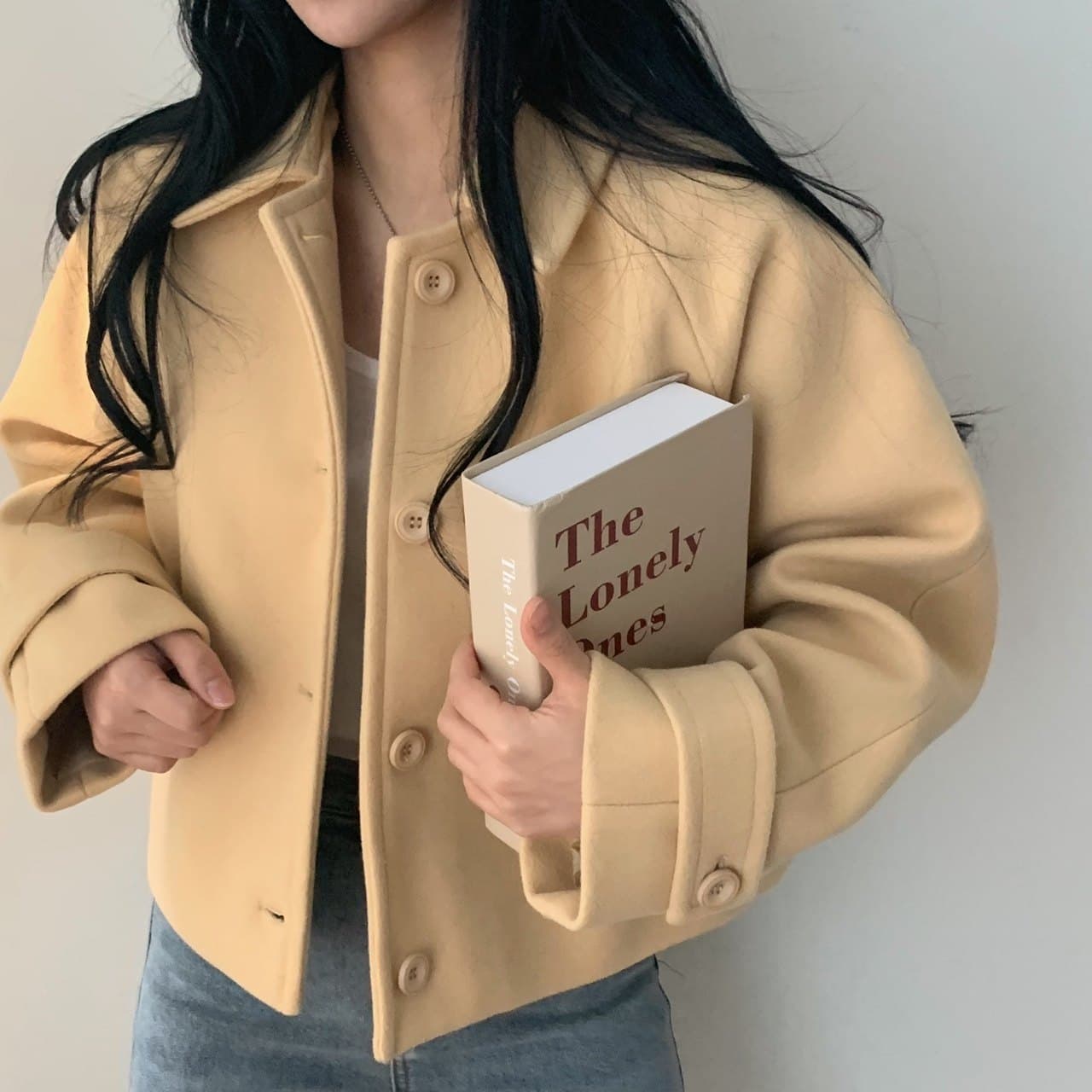 부드러운 바람 양면 양모 모직 쇼트 스타일 맨위 가을 겨울 새로운 품격 루즈핏 디스플레이 흰 머리카락 외부 여성 세트