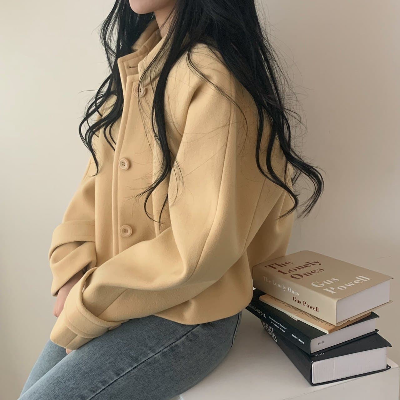 부드러운 바람 양면 양모 모직 쇼트 스타일 맨위 가을 겨울 새로운 품격 루즈핏 디스플레이 흰 머리카락 외부 여성 세트 상세 이미지 6