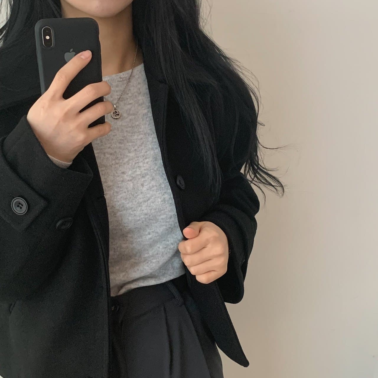 부드러운 바람 양면 양모 모직 쇼트 스타일 맨위 가을 겨울 새로운 품격 루즈핏 디스플레이 흰 머리카락 외부 여성 세트 상세 이미지 8