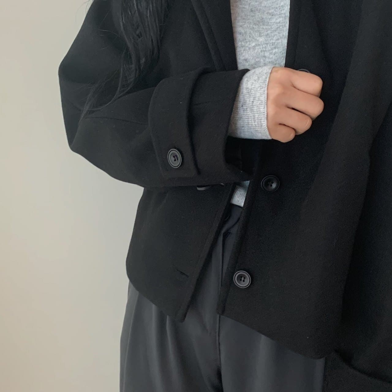 부드러운 바람 양면 양모 모직 쇼트 스타일 맨위 가을 겨울 새로운 품격 루즈핏 디스플레이 흰 머리카락 외부 여성 세트 상세 이미지 9