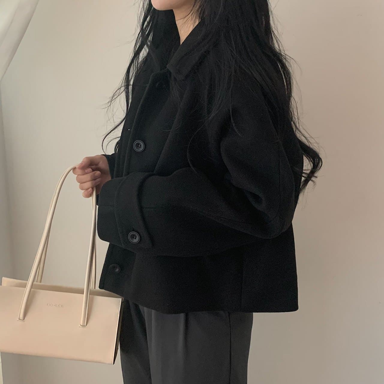 부드러운 바람 양면 양모 모직 쇼트 스타일 맨위 가을 겨울 새로운 품격 루즈핏 디스플레이 흰 머리카락 외부 여성 세트 상세 이미지 15
