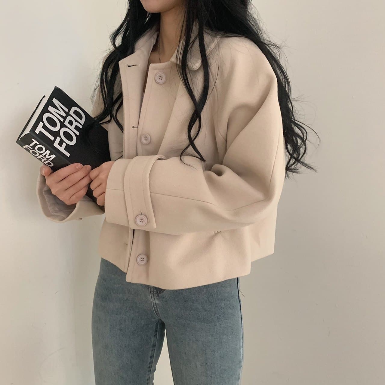 부드러운 바람 양면 양모 모직 쇼트 스타일 맨위 가을 겨울 새로운 품격 루즈핏 디스플레이 흰 머리카락 외부 여성 세트 상세 이미지 22